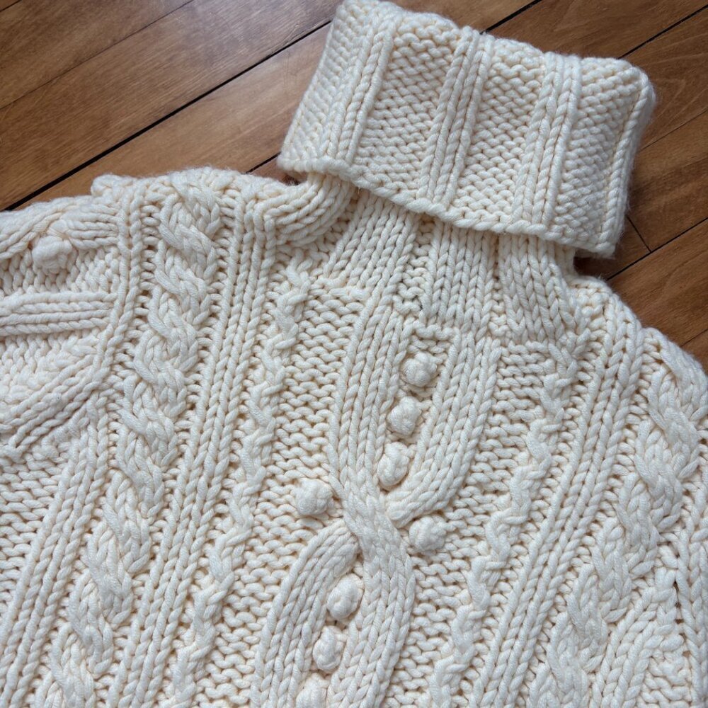 Vintage Cotton Ginny Cable Knit Turtle Neck - Size Small - Picture 2 of 3